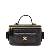 CHANEL Mini Vanity Case in black caviar leather