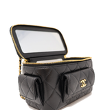 CHANEL Mini Vanity Case in black caviar leather