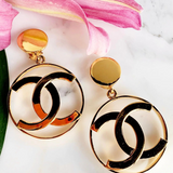 CHANEL Rare 1980s Vintage Logo Earrings