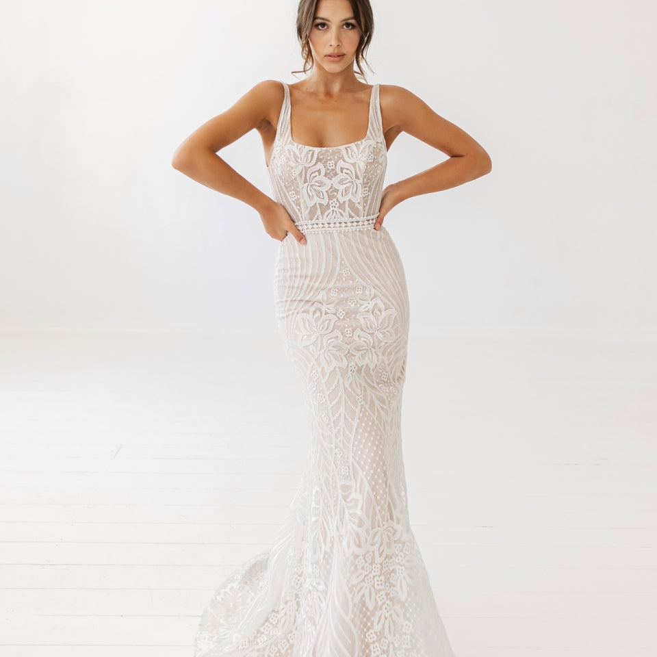 Promise wedding dress, available to rent at Something Borrowed
