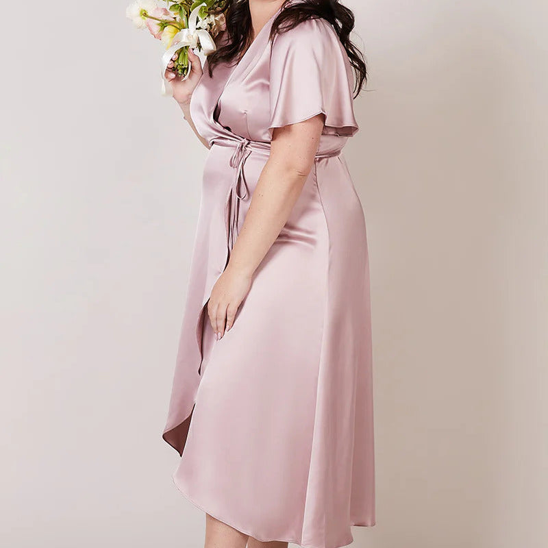 Florence Waterfall Bridesmaid Dress in rose pink, available to rent at Something Borrowed