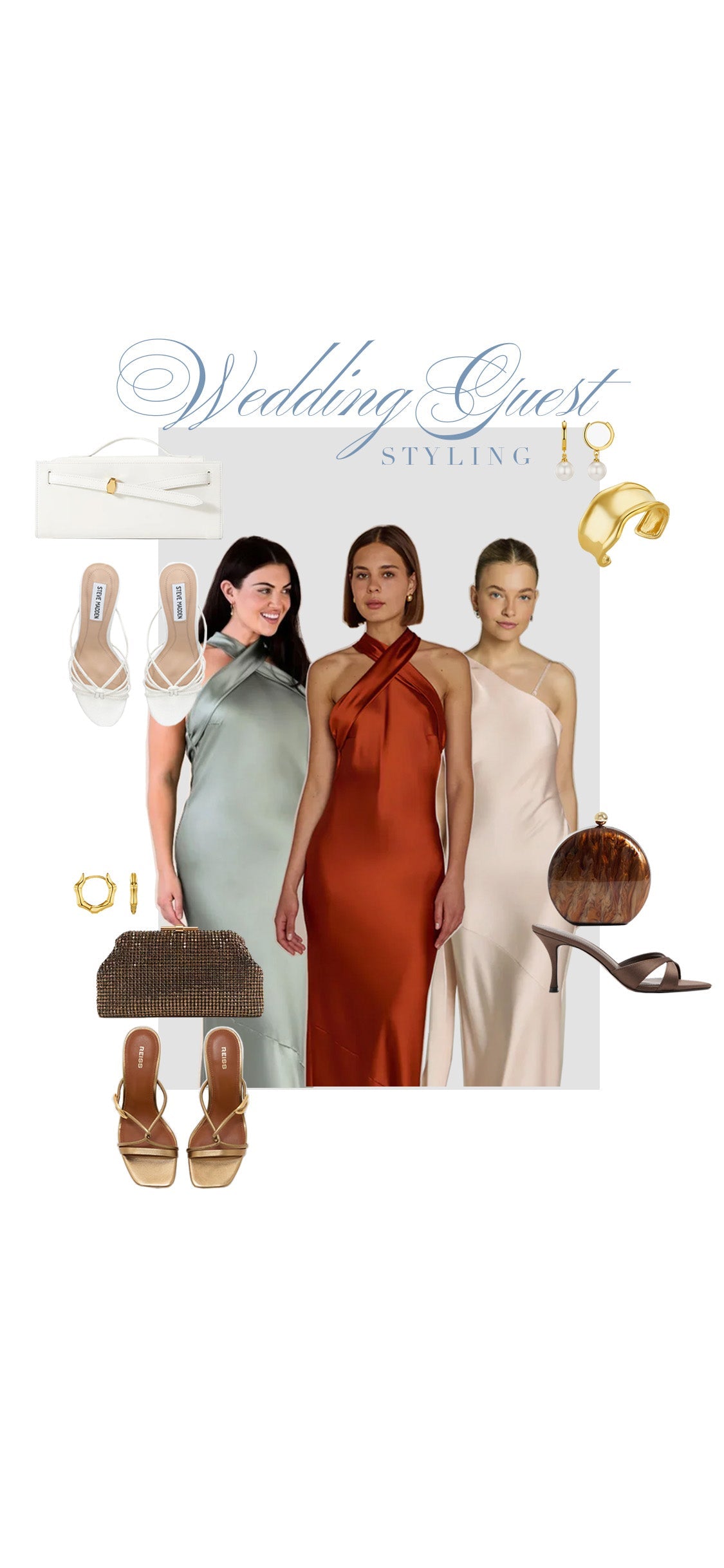 Green bridesmaid dress and accessories