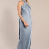 Roma Bridesmaid Dress in Pale Blue Satin
