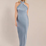Roma Bridesmaid Dress in Pale Blue Satin