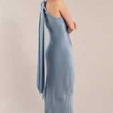 Roma Bridesmaid Dress in Pale Blue Satin
