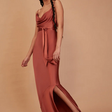 REWRITTEN Pollenca Bridesmaid Dress in Terracotta Lenzing™ Ecovero™ Satin