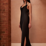 REWRITTEN Pollenca Bridesmaid Dress in Black Lenzing™ Ecovero™ Satin