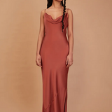 REWRITTEN Pollenca Bridesmaid Dress in Terracotta Lenzing™ Ecovero™ Satin