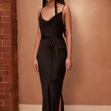 REWRITTEN Pollenca Bridesmaid Dress in Black Lenzing™ Ecovero™ Satin