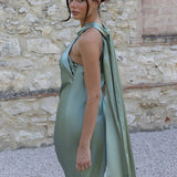 REWRITTEN Roma Bridesmaid Dress - Sage Green Satin