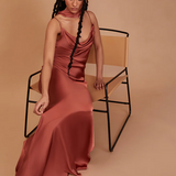 REWRITTEN Pollenca Bridesmaid Dress in Terracotta Lenzing™ Ecovero™ Satin