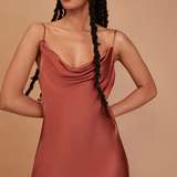 REWRITTEN Pollenca Bridesmaid Dress in Terracotta Lenzing™ Ecovero™ Satin