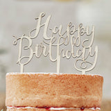Wooden Happy Birthday Cake Topper