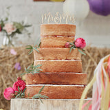 Wooden Mr and Mrs Wedding Cake Topper