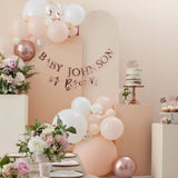 Peach, White & Rose Gold Balloon Arch