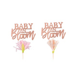 Rose Gold Floral Baby Shower Cupcake Toppers