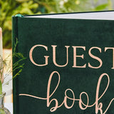 Green Velvet Foiled Wedding Guest Book