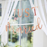 Rose Gold Scripted Just Married Banner