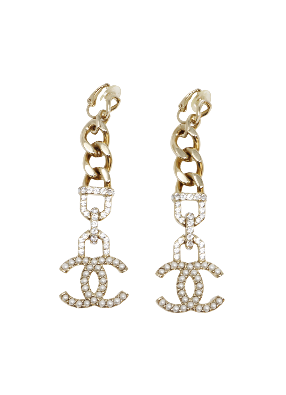 CHANEL Long Clip On Earrings