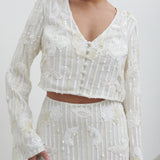PRETTY LAVISH Cannes Sequin Cropped Blouse