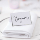 Silver Foiled Wedding Place Cards