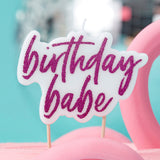 Hot Pink Glitter Birthday Babe Candle- 10 Inner Pack