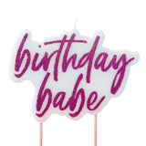 Hot Pink Glitter Birthday Babe Candle- 10 Inner Pack