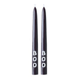 2 Black and White 'Boo' Tapered Dinner Candles