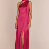 REWRITTEN Porto Bridesmaid Dress in Hot Pink Satin