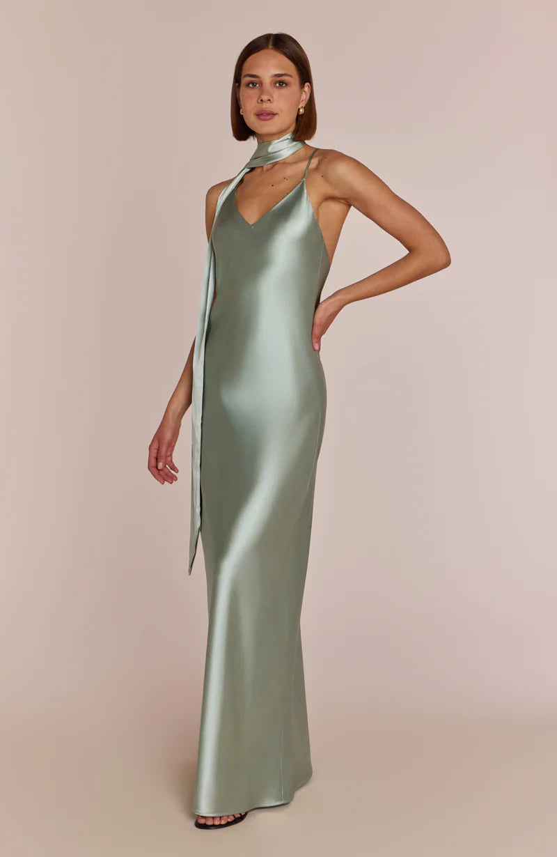 brooklyn dress in olive green satin product info and reviews REWRITTEN Brooklyn Bridesmaid Dress in Forest Green Something Borrowed