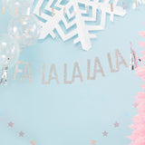 Silver Glitter Fa La La La La Bunting - Jolly Vibes