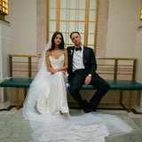 Galaxy Cape-Effect Strapless Gown