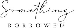 Logo of Something Borrowed featuring elegant cursive text.