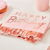 Rose Gold & Pink Ombre Fringe Paper Napkins