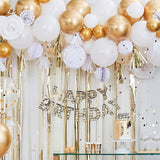 Gold And White Happy Birthday Confetti