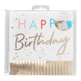 Happy Birthday Fringed Gold Napkins- 5 Inner Pack