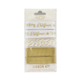 Merry Christmas Gold Foiled Ribbon Kit - Metallic Star