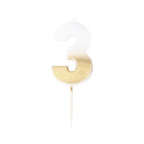 Gold Ombre 3 Number Birthday Candle