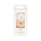 Gold Ombre 8 Number Birthday Candle