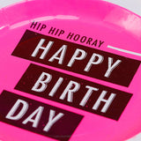 Happy Birthday Pink Paper Plates - Neon Birthday- 10 Inner Pack