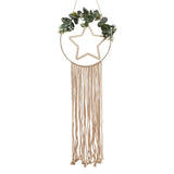 Wooden Hoop and Star Macrame Wall Hanging Wreath