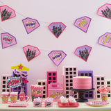 Pink Paper Bunting - Pop Art Superhero Party