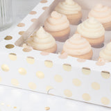 White and Gold Polka Dot 12 Hole Cupcake Box- 10 Inner Pack