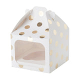 White and Gold Polka Dot Single Cupcake Box- 10 Inner Pack