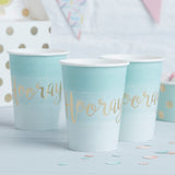 Mint & Gold Foiled Hooray Paper Cups - Pick & Mix- 10 Inner Pack