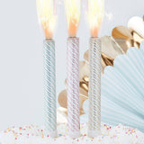 Pastel and Gold Foiled Striped Cake Fountain Candles