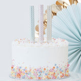 Pastel and Gold Foiled Striped Cake Fountain Candles- 10 Inner Pack