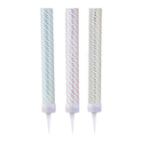 Pastel and Gold Foiled Striped Cake Fountain Candles- 10 Inner Pack