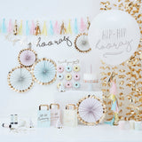 Pastel and Gold Foiled Striped Cake Fountain Candles