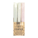 Pastel and Gold Foiled Striped Cake Fountain Candles- 10 Inner Pack